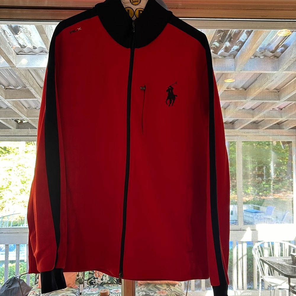 Men’s size XL Polo sweat jacket in red and blue